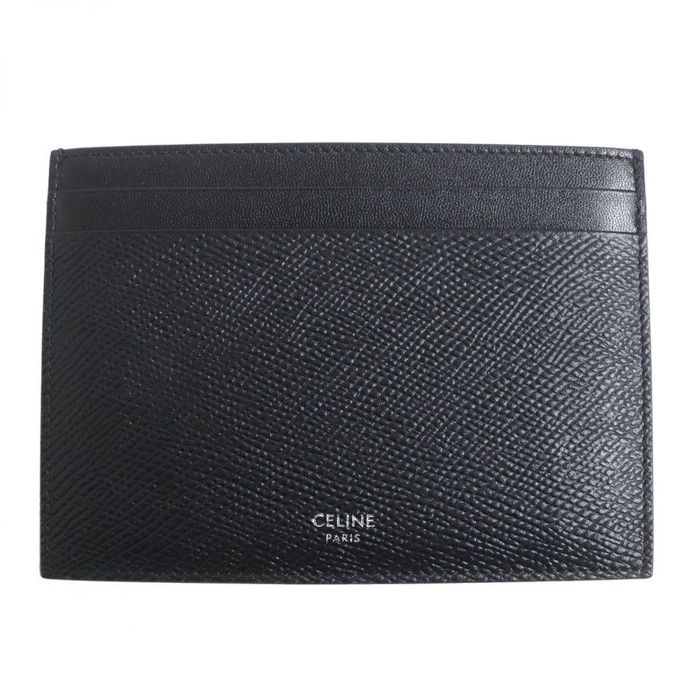 Celine Celine Calfskin Leather Card Holder Black Leather Card Case 831